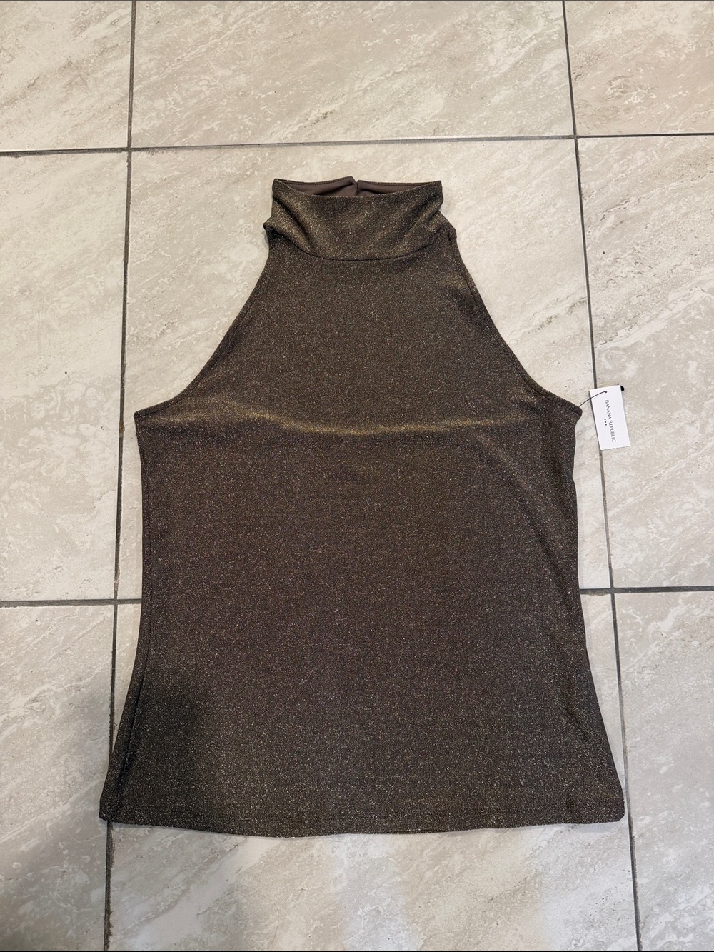 Banana Republic Metallic Mock Neck Tank Top in Brown
